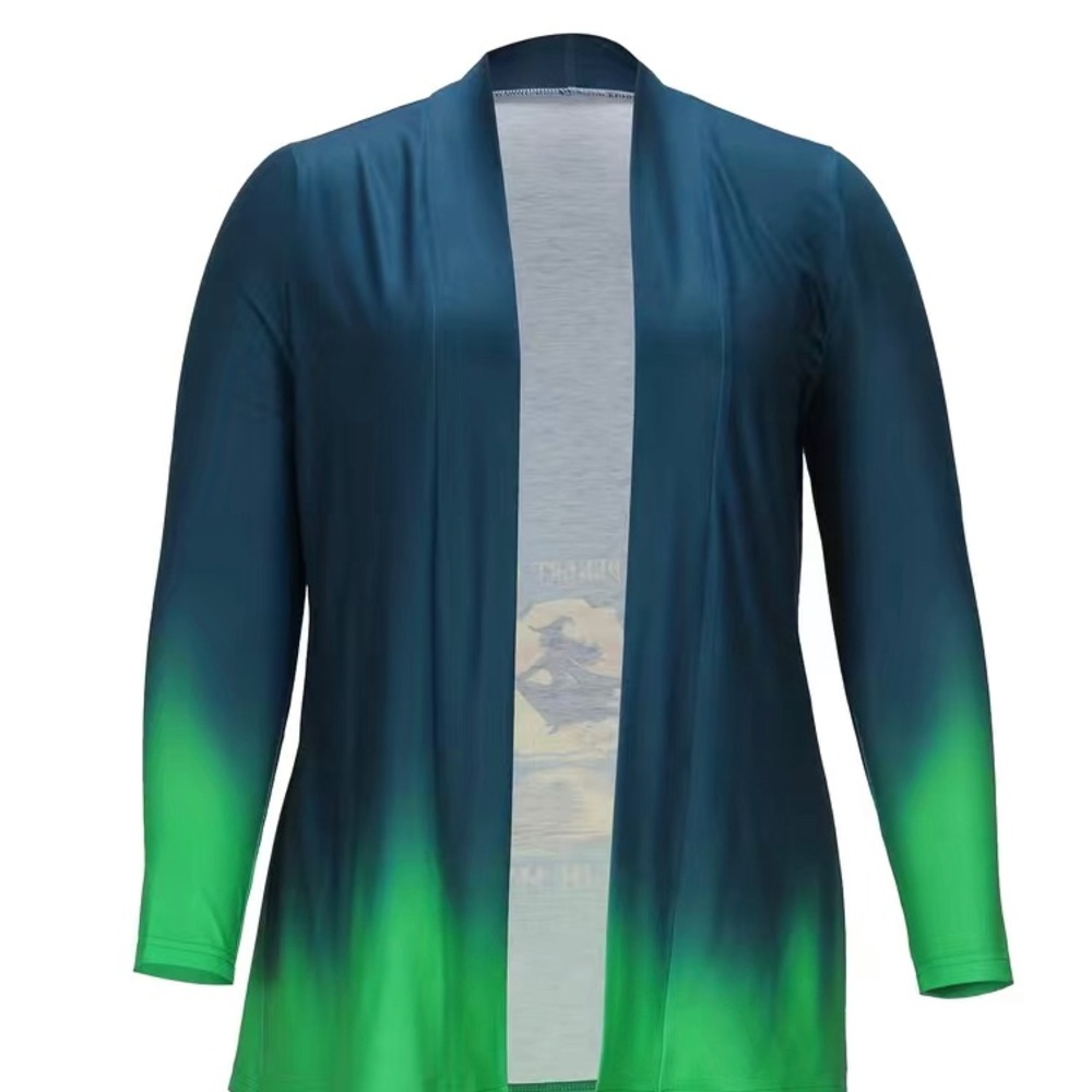 On A Dark Desert Highway Green/Blue Halloween Cardigan Size 12